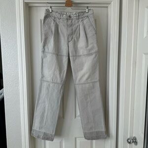 sundays double pleated light beige/taupe straight leg relaxed fit pants